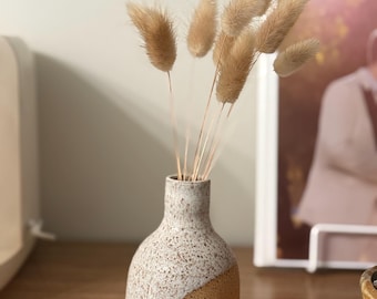 Vase fait main en céramique bicolore | Présentoir décoratif en grès