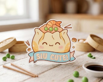 Bao Bun aux boulettes de Siu Mai Sticker | Décalcomanie imperméable en vinyle pour ordinateur portable, cadeau pour gourmets