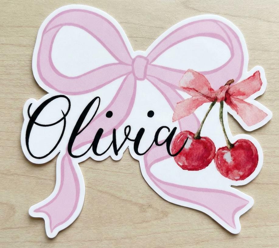Cherry Name Stickers - Etsy