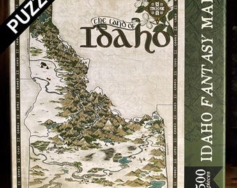 Idaho State Fantasy Map Puzzle - 500 piece puzzle - map art - fantasy gift, geek gifts, nerd gifts, dungeon master gifts, puzzle gifts