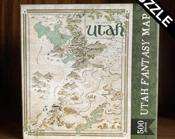 Utah Fantasy Map Puzzle - 500 piece puzzle - map art, RPG map - fantasy gift, geek gifts, nerd gifts, dungeon master gifts, puzzle gifts
