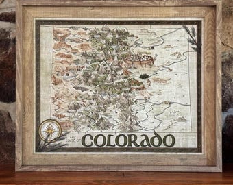 Hand-Drawn Colorado Map Print: Fantasy Style Art (11x14 or 16x20)