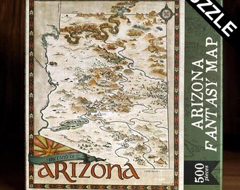 Arizona Fantasy Map Puzzle - 500 piece puzzle - map art, RPG map - fantasy gift, geek gifts, nerd gifts, dungeon master gifts, puzzle gifts