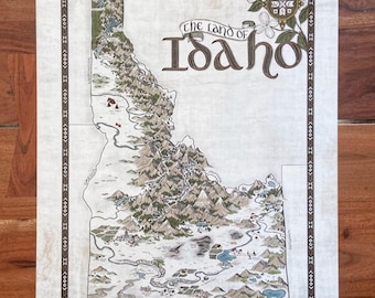 Idaho Map - Hand-drawn fantasy map of Idaho - 11x14 or 16x20 print
