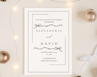 Editable Wedding Invitation Suite | Minimal Wedding Invitation Template | Save the Date, RSVP & Details Card | Canva Wedding Invite