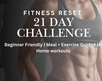 21-dniowy reset sprawności fizycznej | Wyzwanie treningowe do druku | Plan fitness dla początkujących do samodzielnego wykonania w domu | Pobierz natychmiast
