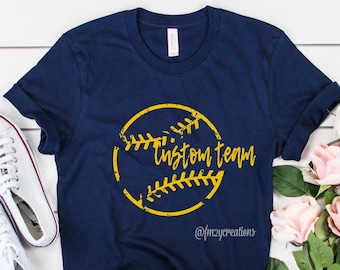 Chemise de baseball PERSONNALISÉE | t-shirt de baseball | Chemise de match de baseball | Chemises de baseball pour femmes | Chemise de base-ball de bouledogues | Maillot de softball