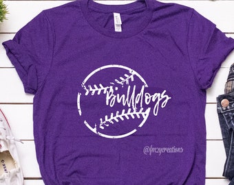 BULLDOGS Baseball shirt | Baseball Mom Shirt | Baseball Game Day Shirt | Baseball shirts for Women Bulldogs Baseball Shirt | Softball Shirt