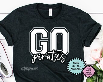 Chemise GO Pirates | Maillot de football PIRATES | Chemise YALL des pirates | Chemise du jour du match | Basket-ball de baseball des Pirates | Chemises de maman de football des Pirates