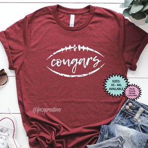 Camiseta de fútbol COUGARS / Camisa Cougars / Camiseta del día del partido de fútbol / Camisetas GO Cougars Football Mom / Camisa de mascota de la escuela secundaria Cougars