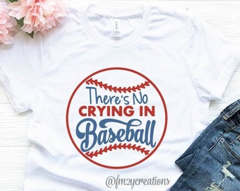 Baseball MOM | Theres No Crying dans le maillot de baseball | Baseball Mom Maillots | Chemise de base-ball | Maillots de baseball pour femmes | Tee-shirt de baseball BS02