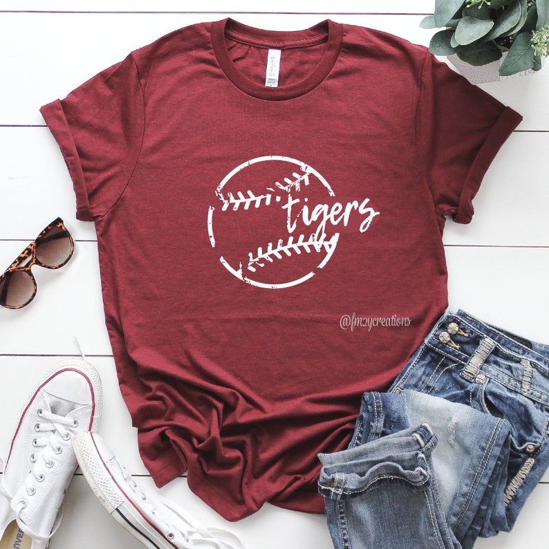 TIGERS Baseball shirt | Baseball Tee | Baseball Mom Shirt | Baseball shirts for Women | TIGERS Baseball Shirt School Spirit | Softball Shirt image 3