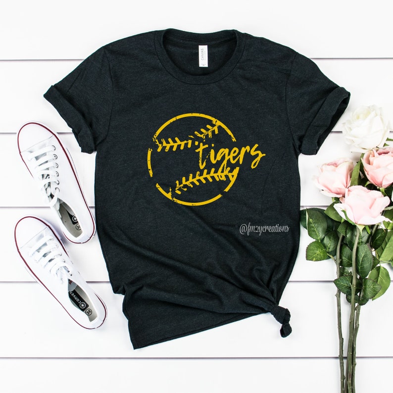 TIGERS Baseball shirt | Baseball Tee | Baseball Mom Shirt | Baseball shirts for Women | TIGERS Baseball Shirt School Spirit | Softball Shirt image 1