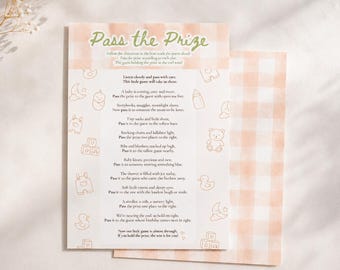 Jeu Réussissez la fête prénatale | Activité de baby shower Coquette Vichy, jeu de douche neutre, modèle de toile imprimable et modifiable