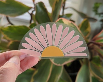 Pink Daisy Vinyl Sticker: Transparent Laptop Decal
