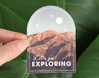 Mountain Sticker: Let's Go Exploring Vinyl Decal