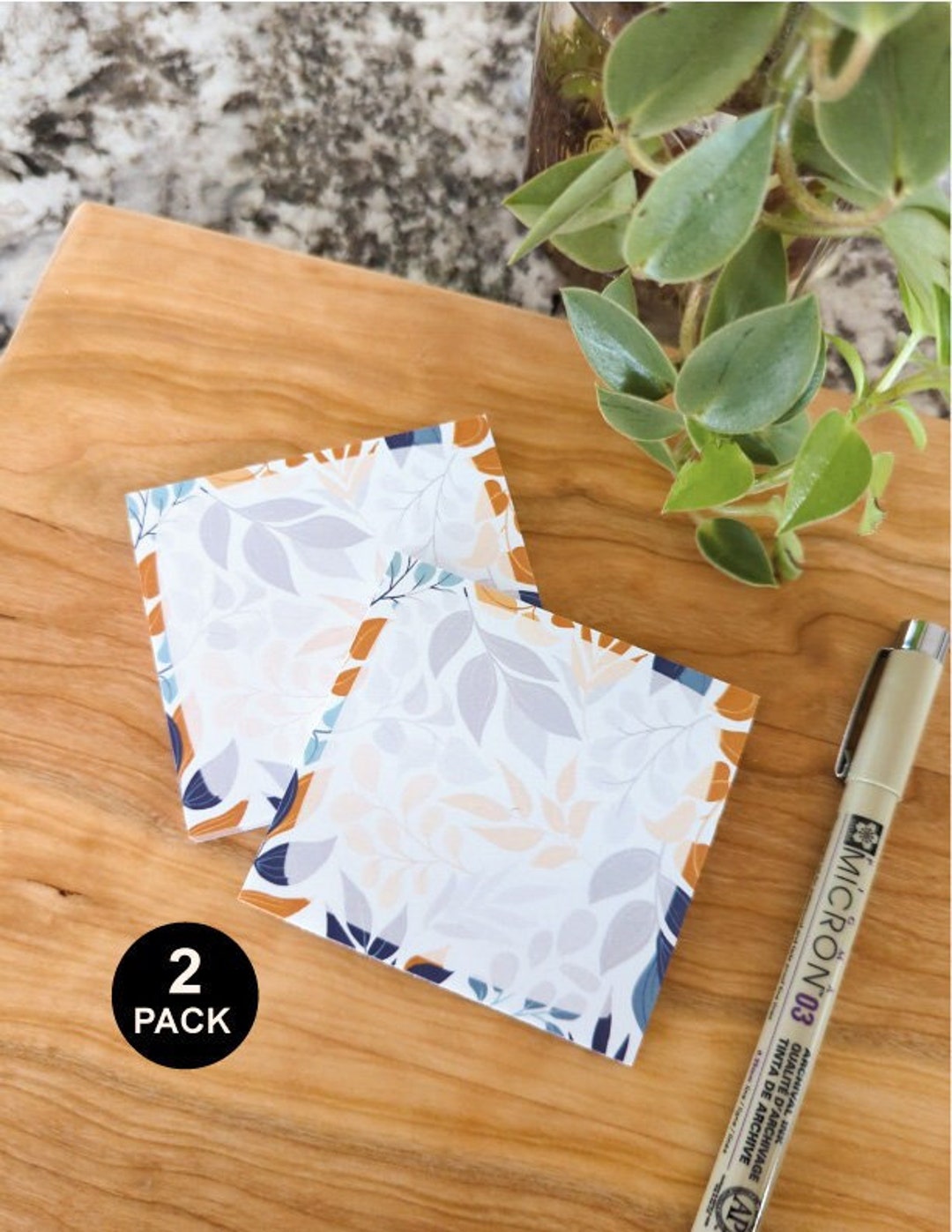 Botanical Blue and Yellow Sticky Notes Pack of 2 or 4 WFH Stocking ...