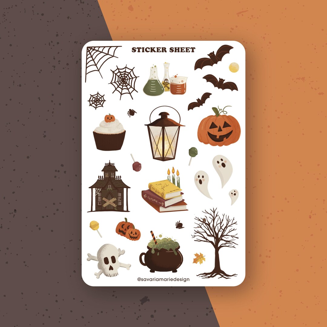 Sticker Sheet - Halloween Spooky Scary: Fall Planner Stickers | Pumpkin ...