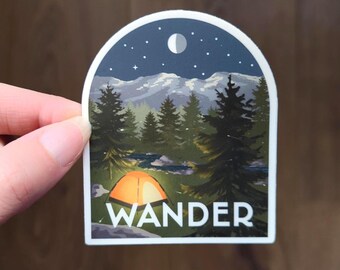 Wanderlust Vinyl Sticker: Cozy Tent, Forest Adventure