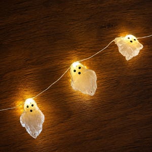 Ghost Capiz Shell LED String Lights, Battery-Operated with Timer