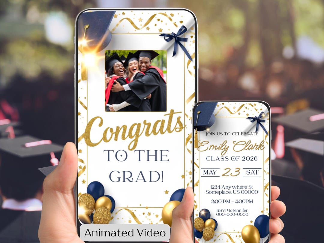 Graduation Party Invitation, Class of 2026 Invite, Blue Graduation ...