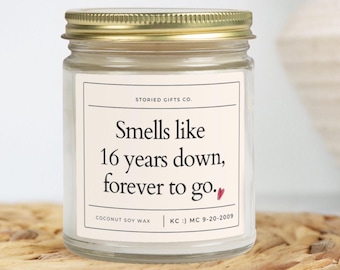 Custom 16th Anniversary Gift, 16th Wedding Anniversary, Personalized Wax Anniversary, 16 years married present, sixteen sixteenth