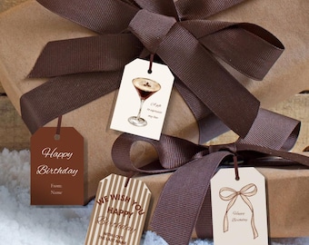 Espresso Martini Birthday Gift Tags | Printable Cocktail Decor (Digital Download)