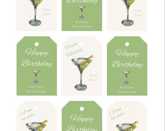 Birthday Martini Gift Tags | Printable Cocktail Drink Tags | Digital Download Party Decor