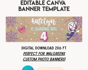 Custom Walgreens Banner Design | 2x6ft Banner (Digital Download) | "Ghost Spider Birthday"