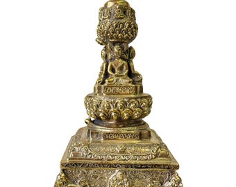 11 inch, Buddhist Newari Stupa With Buddhas Detachable