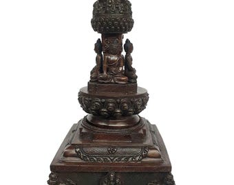 11 inch, Buddhist Newari Stupa With Buddhas Detachable