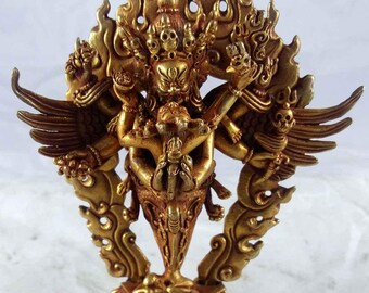 4 inch, Statue Of Vajrakilaya - Dorje Phurba Phurba- full Gold Plated, Fine Quality