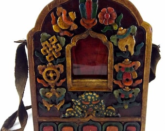6 inch, Wooden Altar Ghau Box Fo Small Statue - Painted