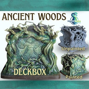 Ancient Woods Deck Box: Cat Sorceress, Enchanted Forest TCG and Commander Storage, Commander Slot, fits 100+ Double Sleeved Cards