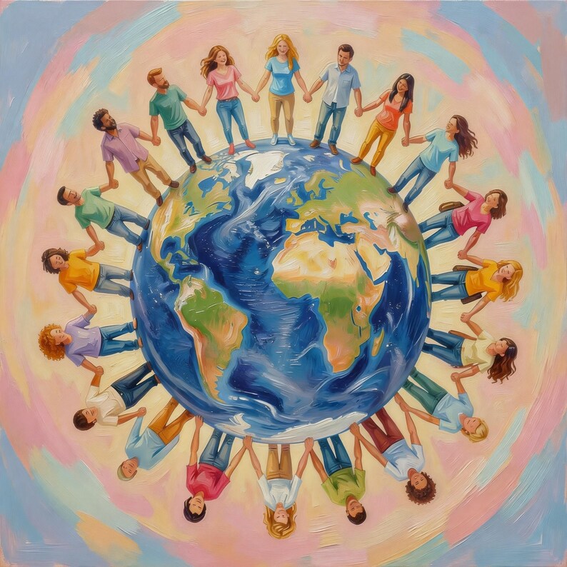 Save the Earth Poster, Global Unity Art Print, Earth Day Wall Art ...