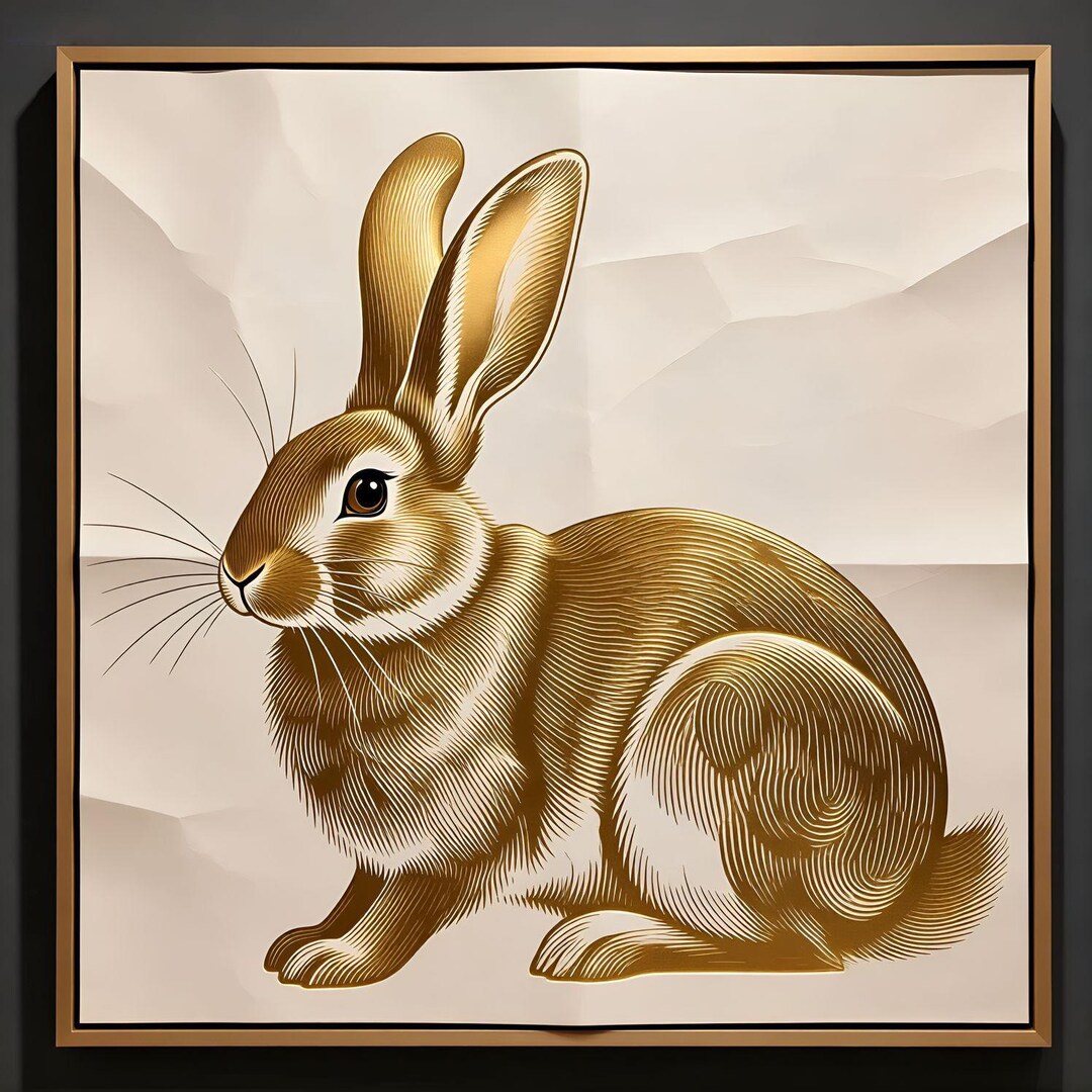 Rabbit Wall Art Print, Cute Bunny Digital Download, Vintage Animal ...