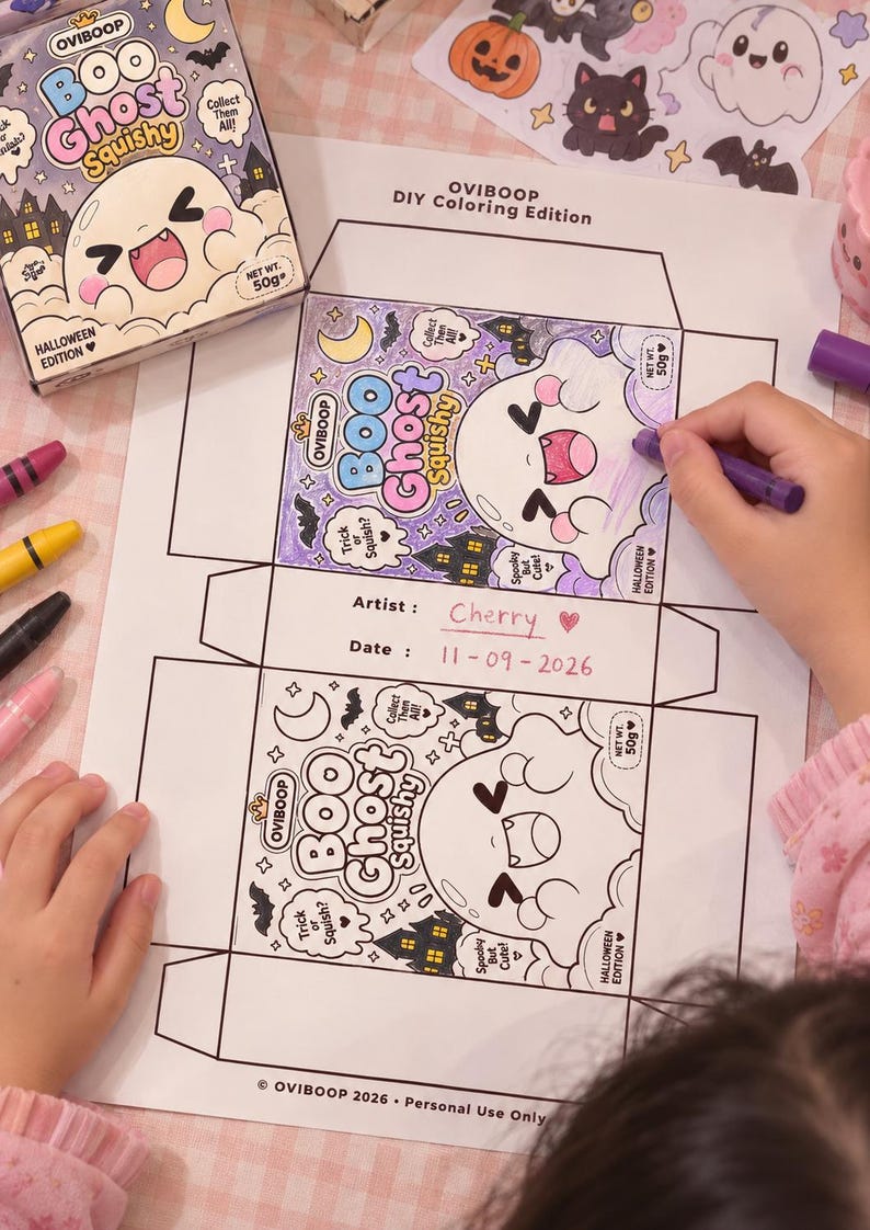 Halloween Paper Squishy Template Bundle Printable Coloring Activity for ...
