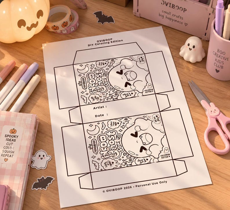 Halloween Paper Squishy Template Bundle Printable Coloring Activity for ...
