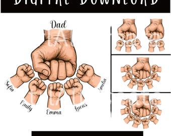 Fathers Day Fist Bump SVG Bundle, Editable Dad Gift Images for Instant Download