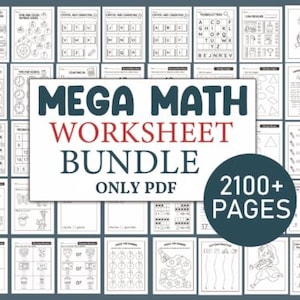 Paquete completo de hojas de ejercicios de matemáticas, descarga digital, actividades de enriquecimiento para el verano, 2100 páginas en PDF.
