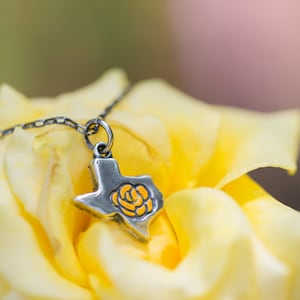 The Yellow Rose of Texas Necklace - Cast in Sterling Silver