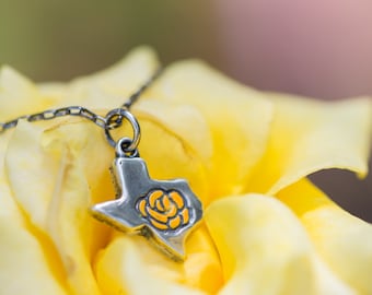 The Yellow Rose of Texas Necklace - Cast in Sterling Silver