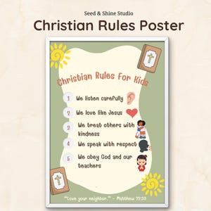 Christian Rules for Kids | Listening Ears Kind Hearts Poster (Digital Download)