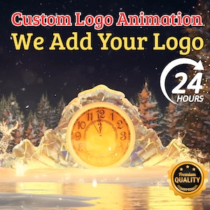 Anpassad logotypanimering för nedräkning till midnatt för nyår | Avslöjande av renfyrverkerier i isklocka 16:9 HD 1080p