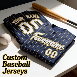 Op maat geborduurd honkbalshirt met strepen: gepersonaliseerde naam en nummer, dames heren design sportcadeau