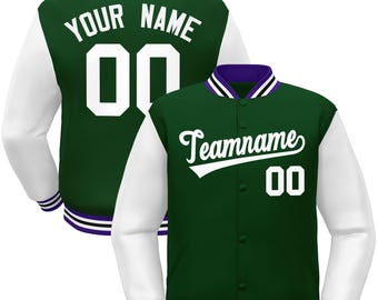 Custom Varsity Baseball Jacket - Personalized Stitched Letterman Bomber Windbreaker Lightweight Jacket Coat for Adult Youth