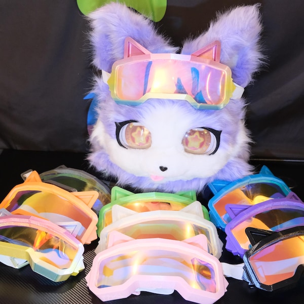 Gafas Furry Head con orejas - Lentes Clear Vision Protogen - Varios colores