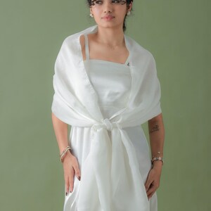 Ivory organza wrap, Ivory pull through wrap, Ivory shawl, Ivory bridesmaid shawl, Ivory organza scarf, Ivory loop wrap, woman organza shrug