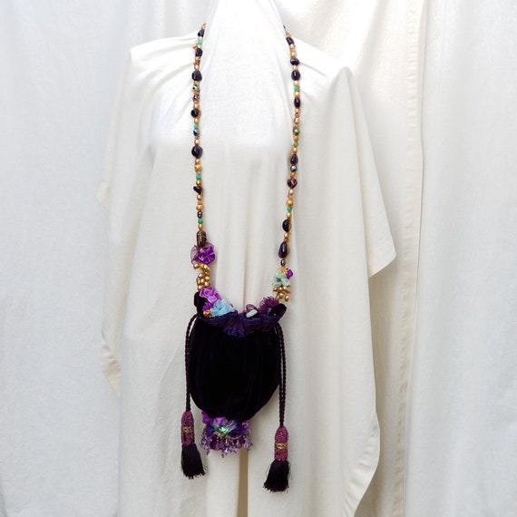 Designer Vintage Purple Velvet Pucci Silk drawstr… - image 9
