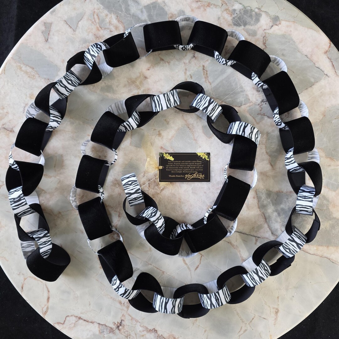Garland: Black Velvet, Zebra Grosgrain Ribbons. Chain Link Style ...